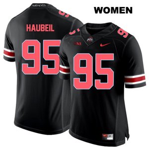 Women's NCAA Ohio State Buckeyes Blake Haubeil #95 College Stitched Authentic Nike Red Number Black Football Jersey IZ20O76XN